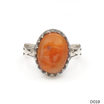 925 Silber Damen Ring mit Jemen Achat - Aqeeq Yamani