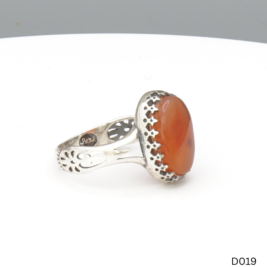 925 Silber Damen Ring mit Jemen Achat - Aqeeq Yamani