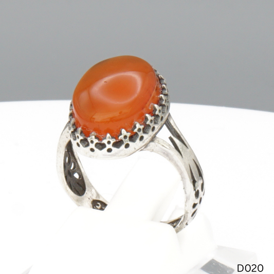 925 Silber Damen Ring mit Jemen Achat - Aqeeq Yamani