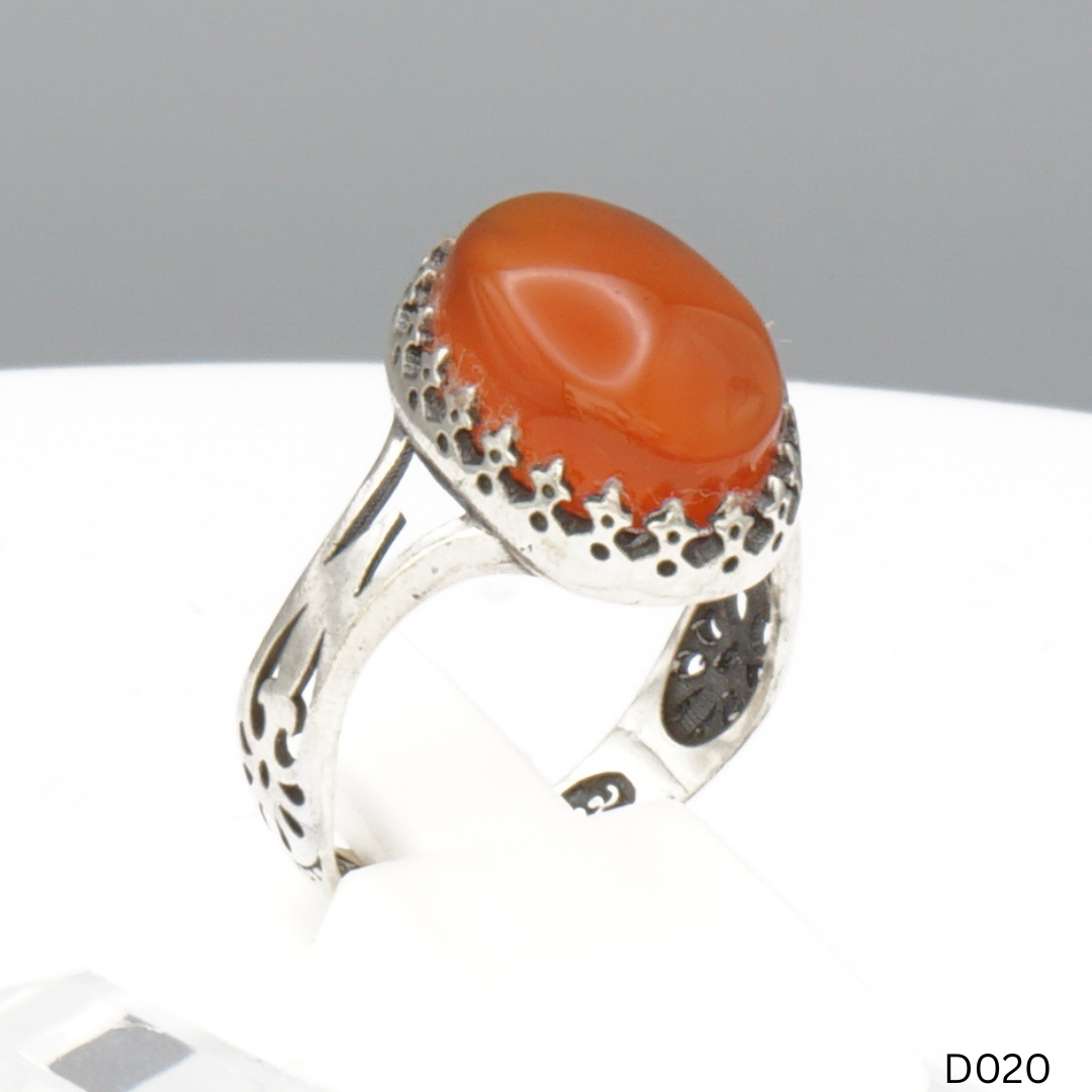 925 Silber Damen Ring mit Jemen Achat - Aqeeq Yamani