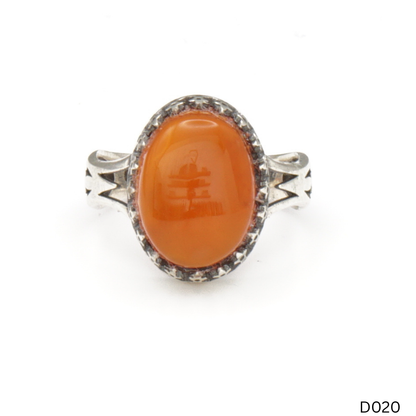 925 Silber Damen Ring mit Jemen Achat - Aqeeq Yamani