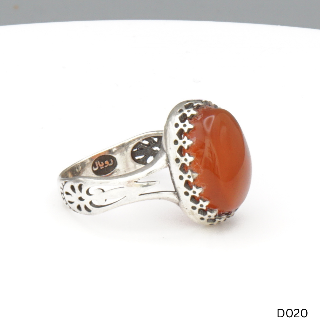 925 Silber Damen Ring mit Jemen Achat - Aqeeq Yamani