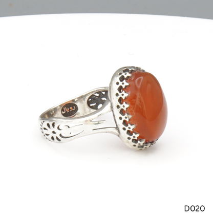 925 Silber Damen Ring mit Jemen Achat - Aqeeq Yamani