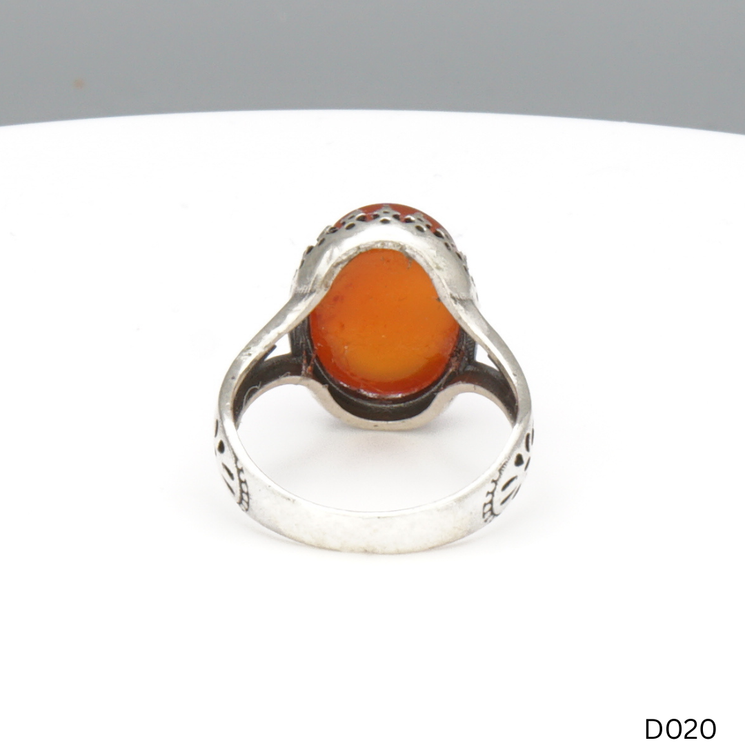 925 Silber Damen Ring mit Jemen Achat - Aqeeq Yamani
