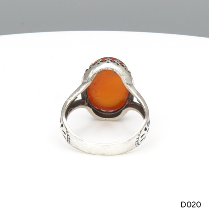 925 Silber Damen Ring mit Jemen Achat - Aqeeq Yamani
