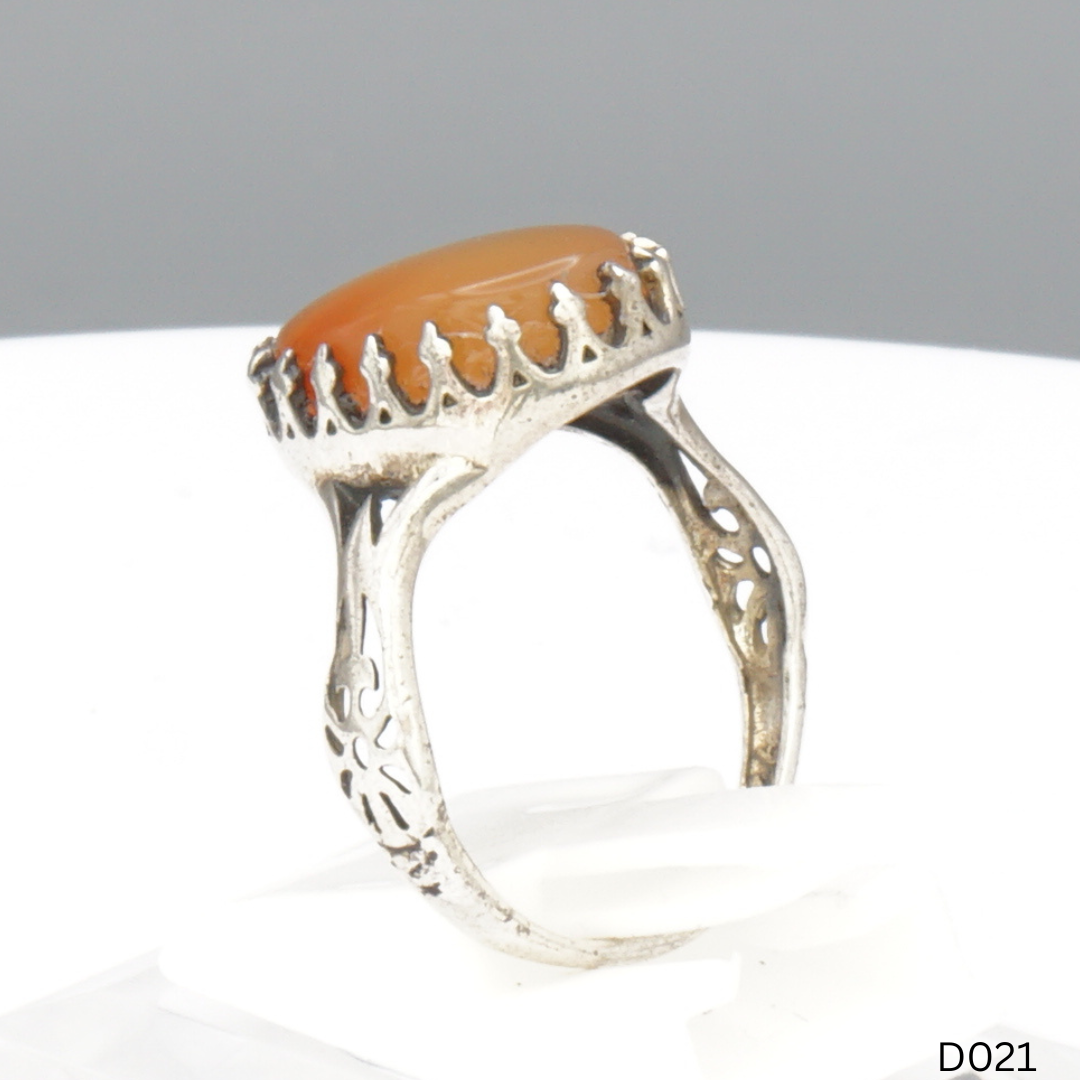 925 Silber Damen Ring mit Jemen Achat - Aqeeq Yamani