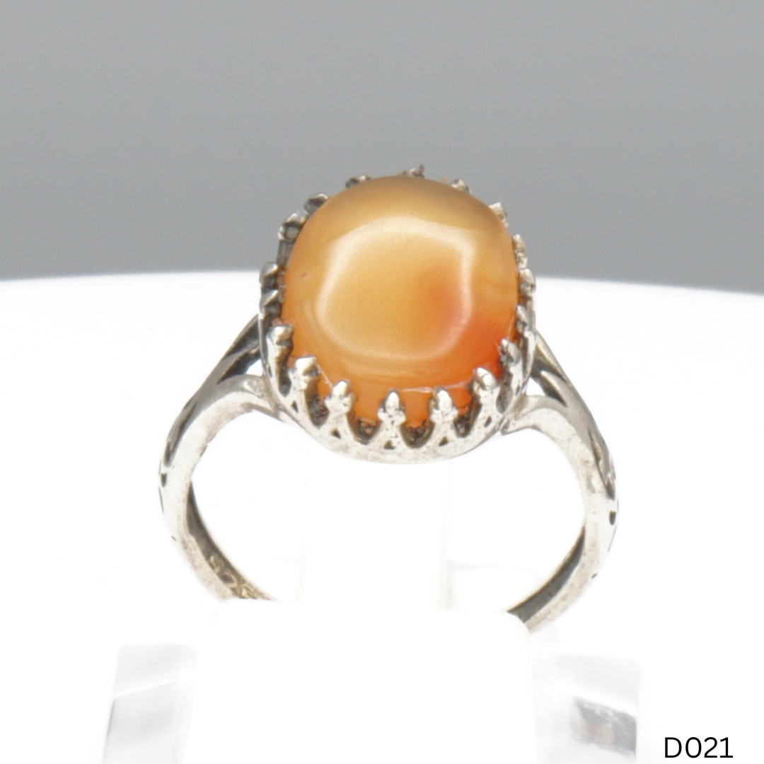 925 Silber Damen Ring mit Jemen Achat - Aqeeq Yamani