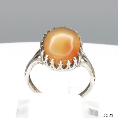 925 Silber Damen Ring mit Jemen Achat - Aqeeq Yamani