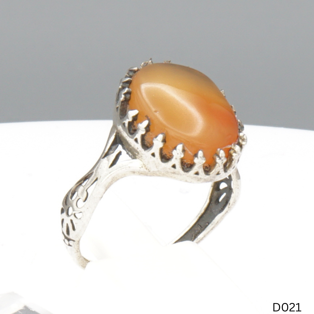 925 Silber Damen Ring mit Jemen Achat - Aqeeq Yamani