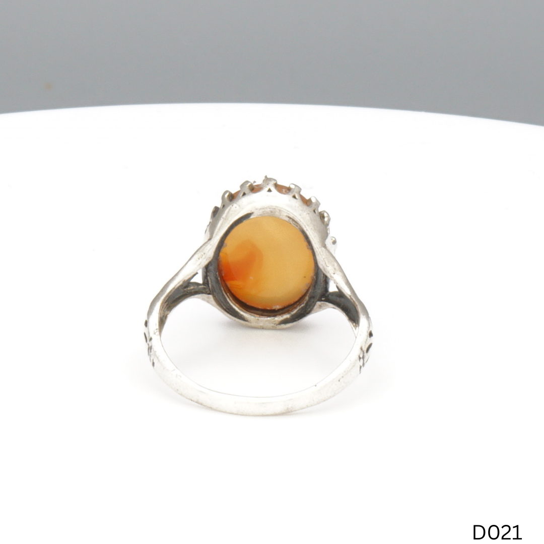 925 Silber Damen Ring mit Jemen Achat - Aqeeq Yamani
