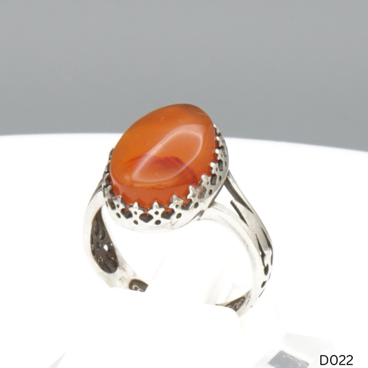 925 Silber Damen Ring mit Jemen Achat - Aqeeq Yamani