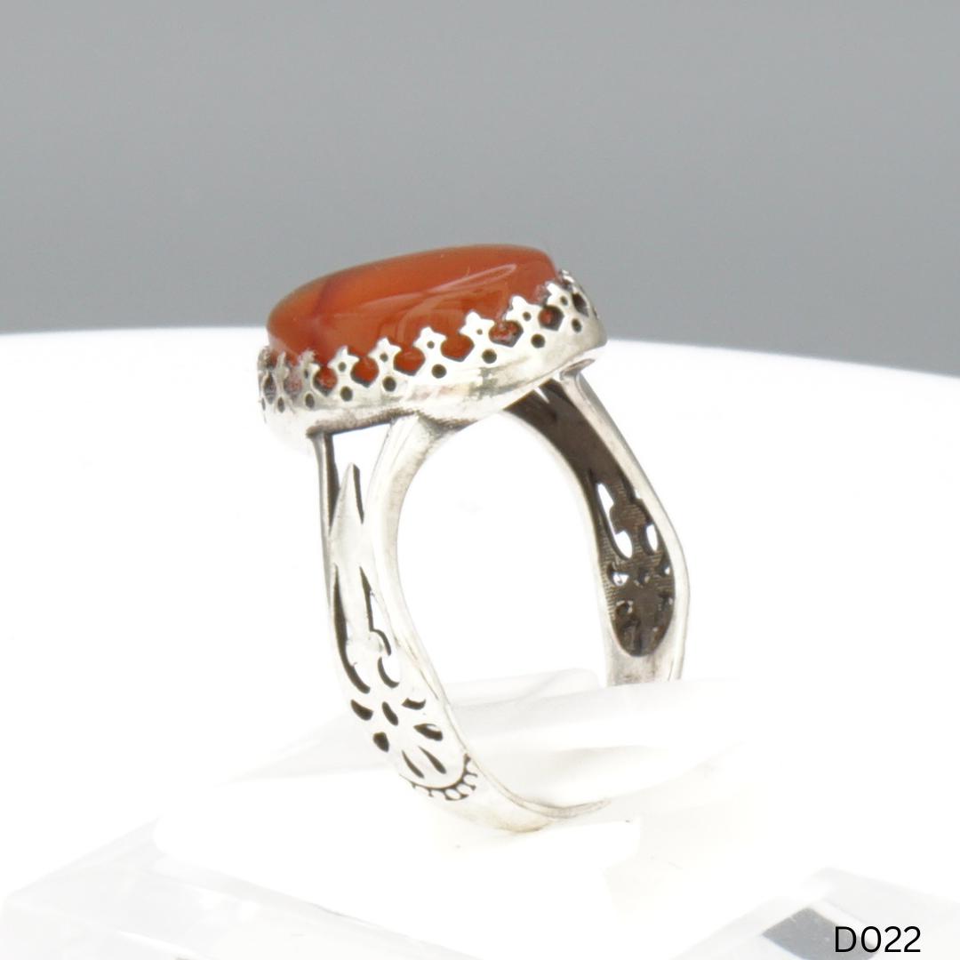 925 Silber Damen Ring mit Jemen Achat - Aqeeq Yamani