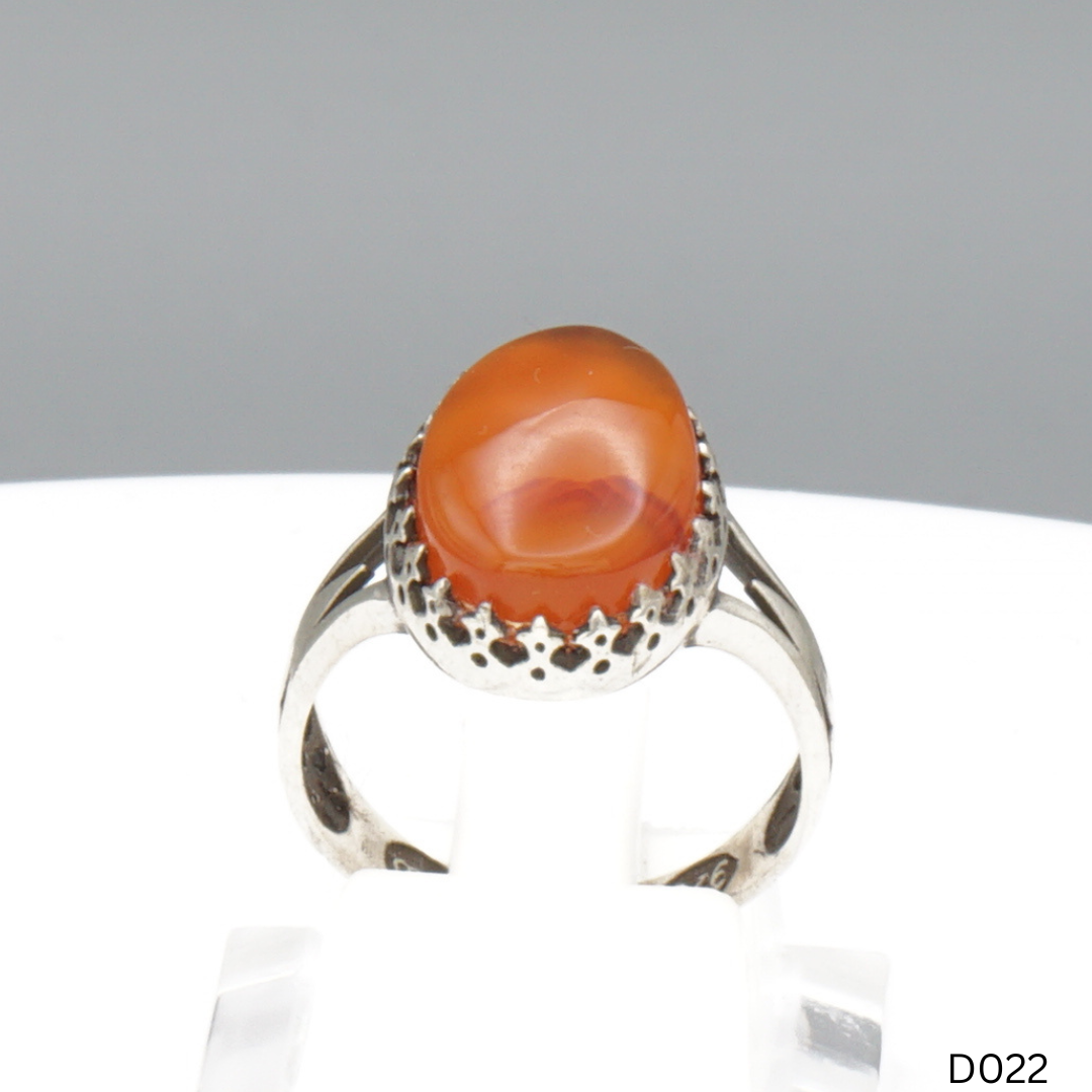 925 Silber Damen Ring mit Jemen Achat - Aqeeq Yamani