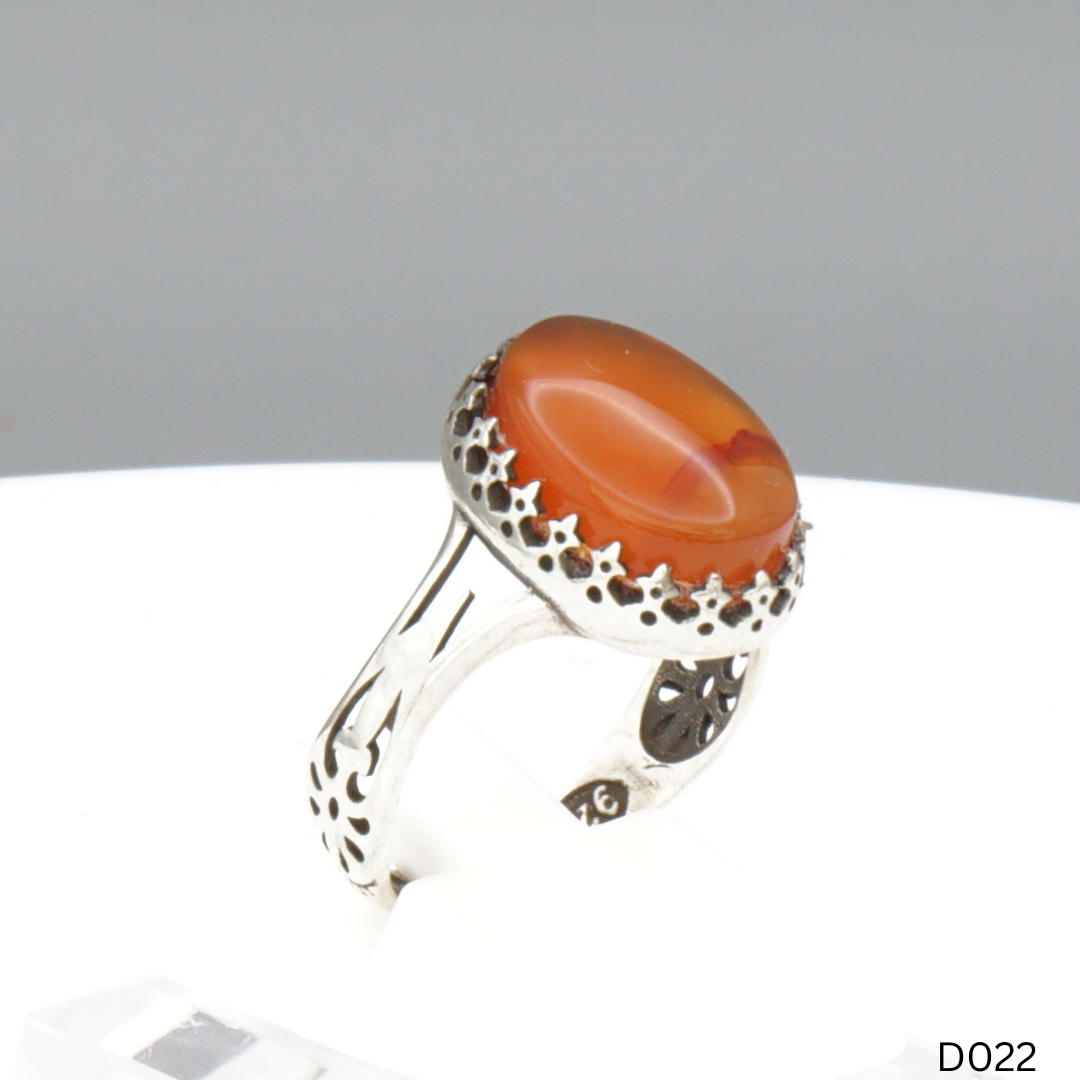 925 Silber Damen Ring mit Jemen Achat - Aqeeq Yamani