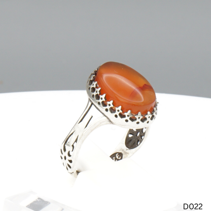 925 Silber Damen Ring mit Jemen Achat - Aqeeq Yamani