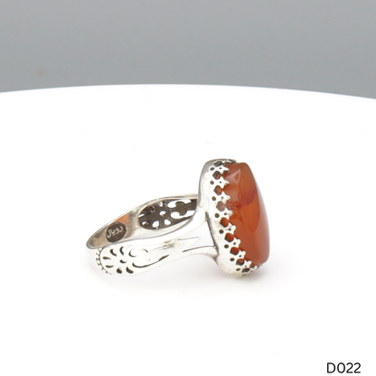 925 Silber Damen Ring mit Jemen Achat - Aqeeq Yamani