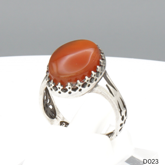 925 Silber Damen Ring mit Jemen Achat - Aqeeq Yamani