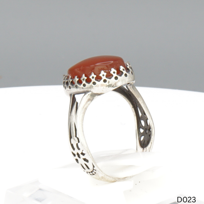 925 Silber Damen Ring mit Jemen Achat - Aqeeq Yamani