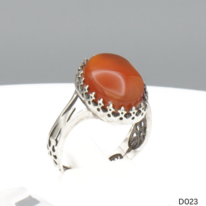 925 Silber Damen Ring mit Jemen Achat - Aqeeq Yamani