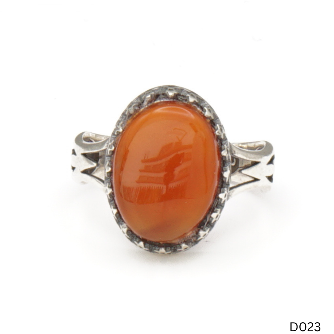 925 Silber Damen Ring mit Jemen Achat - Aqeeq Yamani