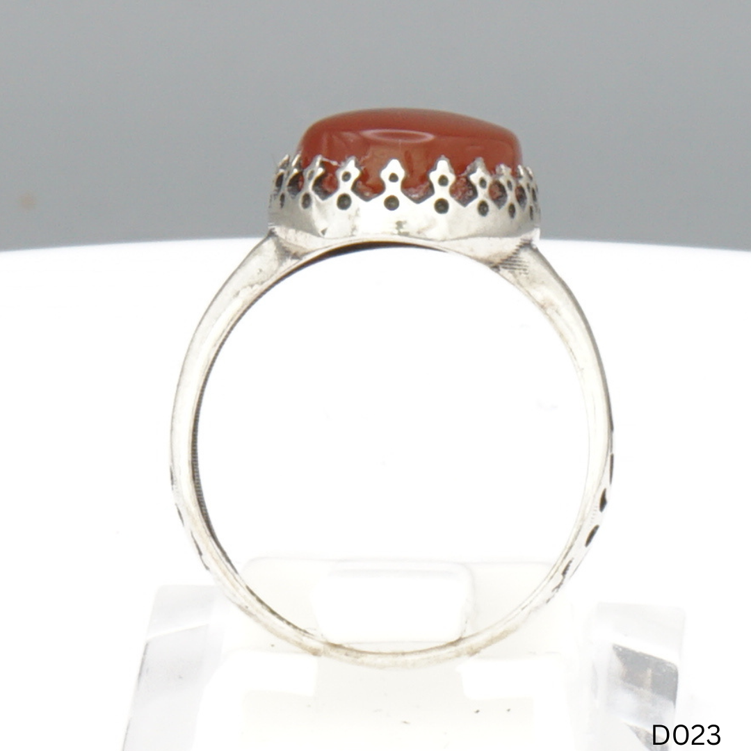 925 Silber Damen Ring mit Jemen Achat - Aqeeq Yamani