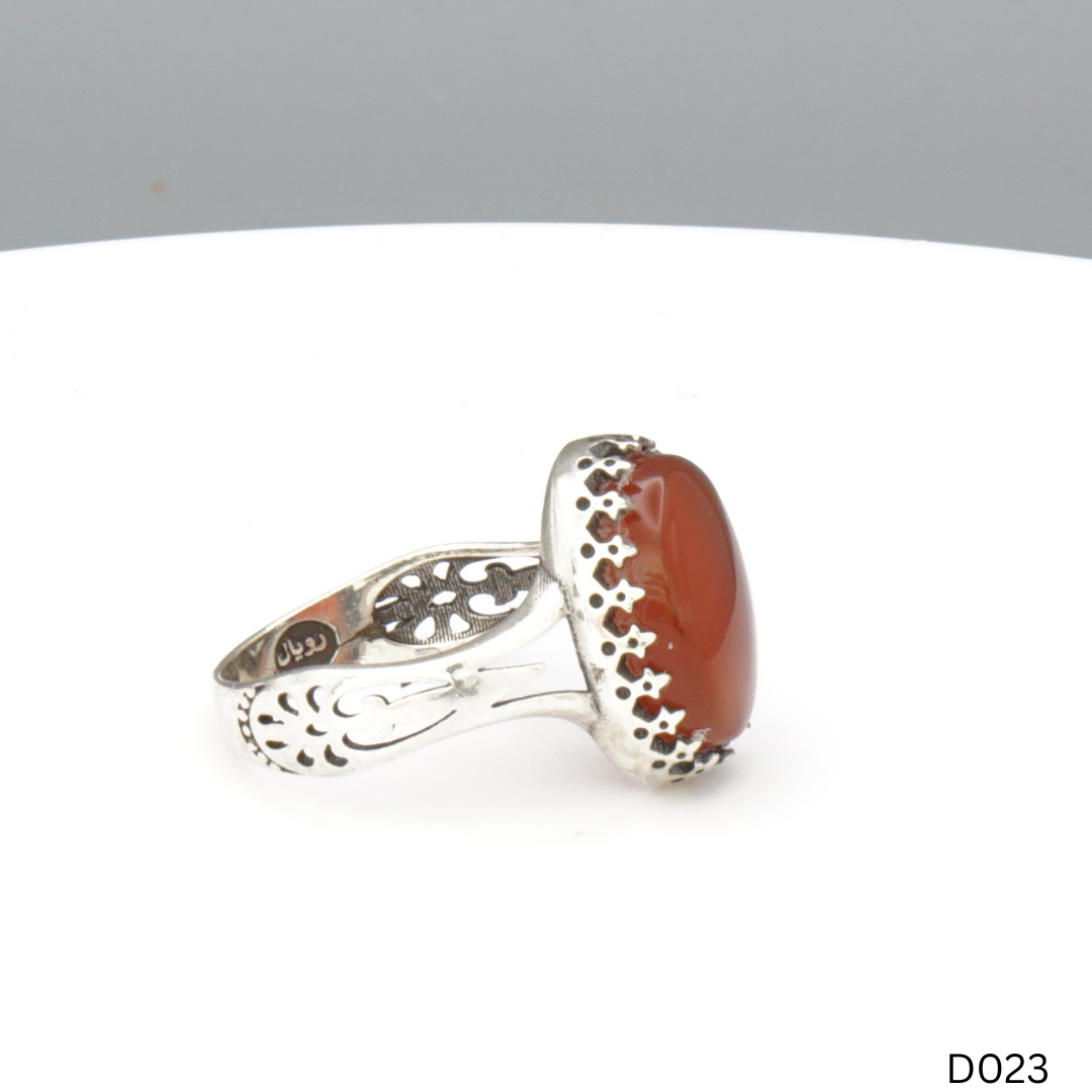 925 Silber Damen Ring mit Jemen Achat - Aqeeq Yamani