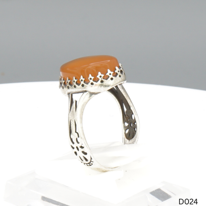 925 Silber Damen Ring mit Jemen Achat - Aqeeq Yamani