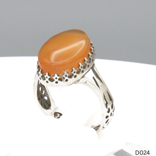 925 Silber Damen Ring mit Jemen Achat - Aqeeq Yamani