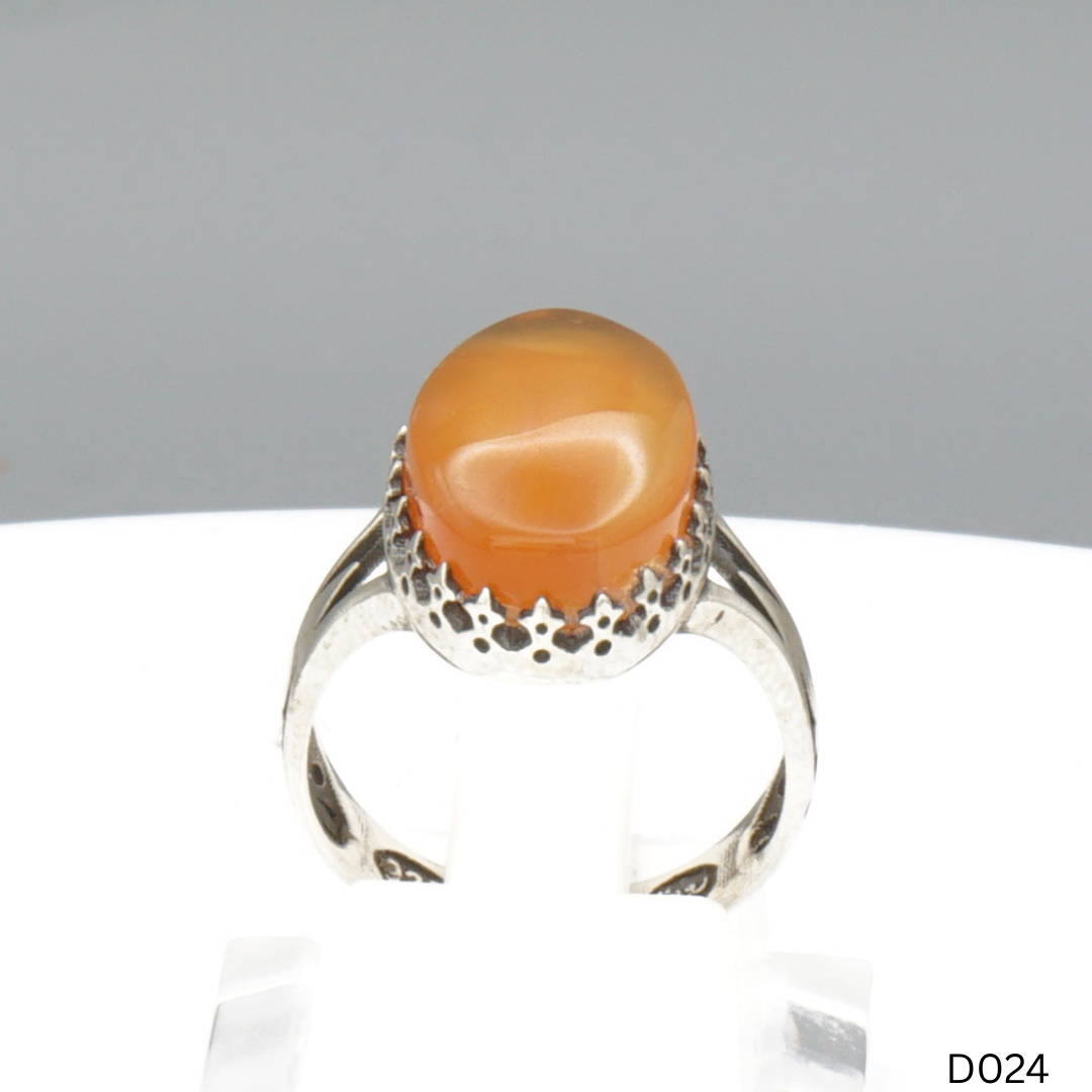 925 Silber Damen Ring mit Jemen Achat - Aqeeq Yamani