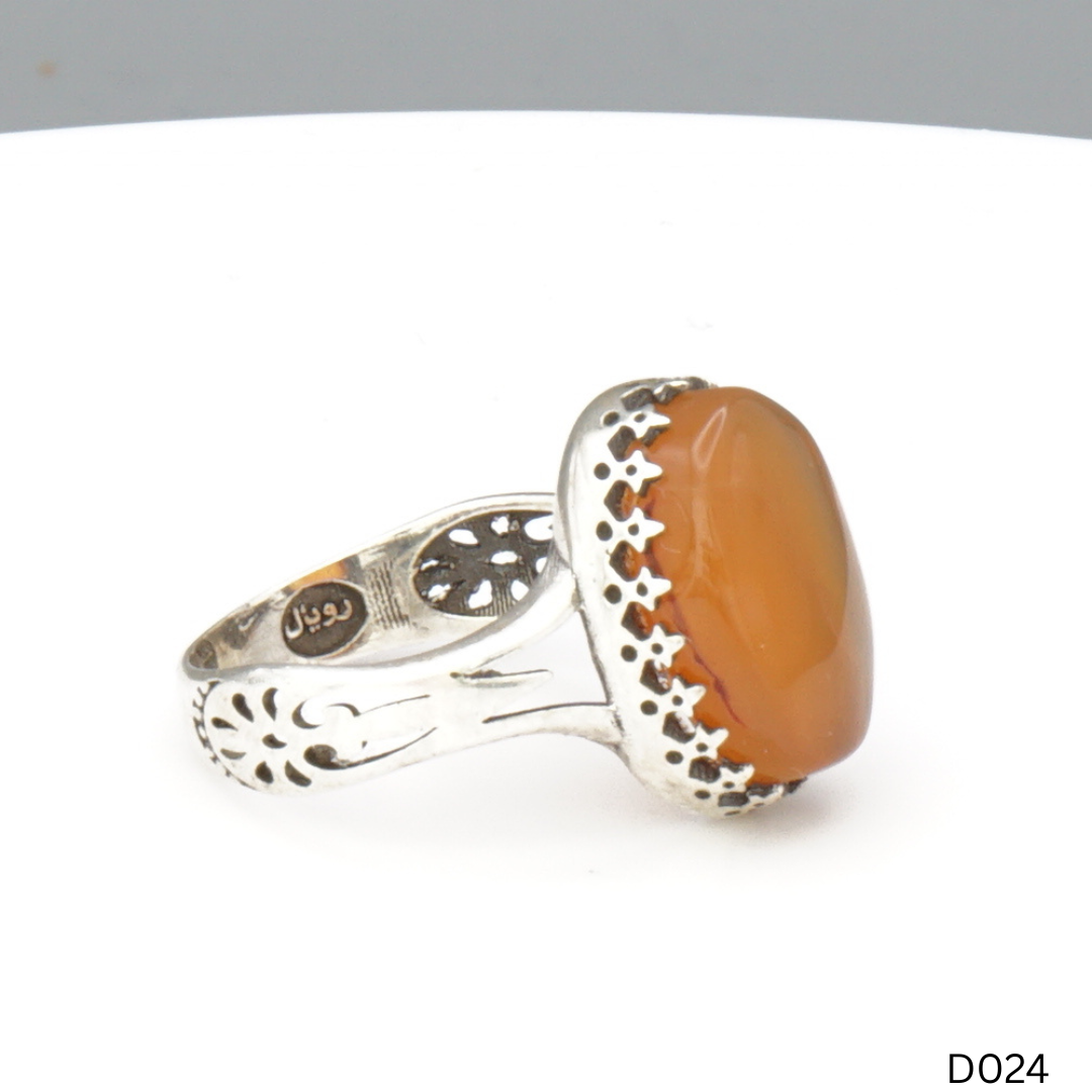 925 Silber Damen Ring mit Jemen Achat - Aqeeq Yamani