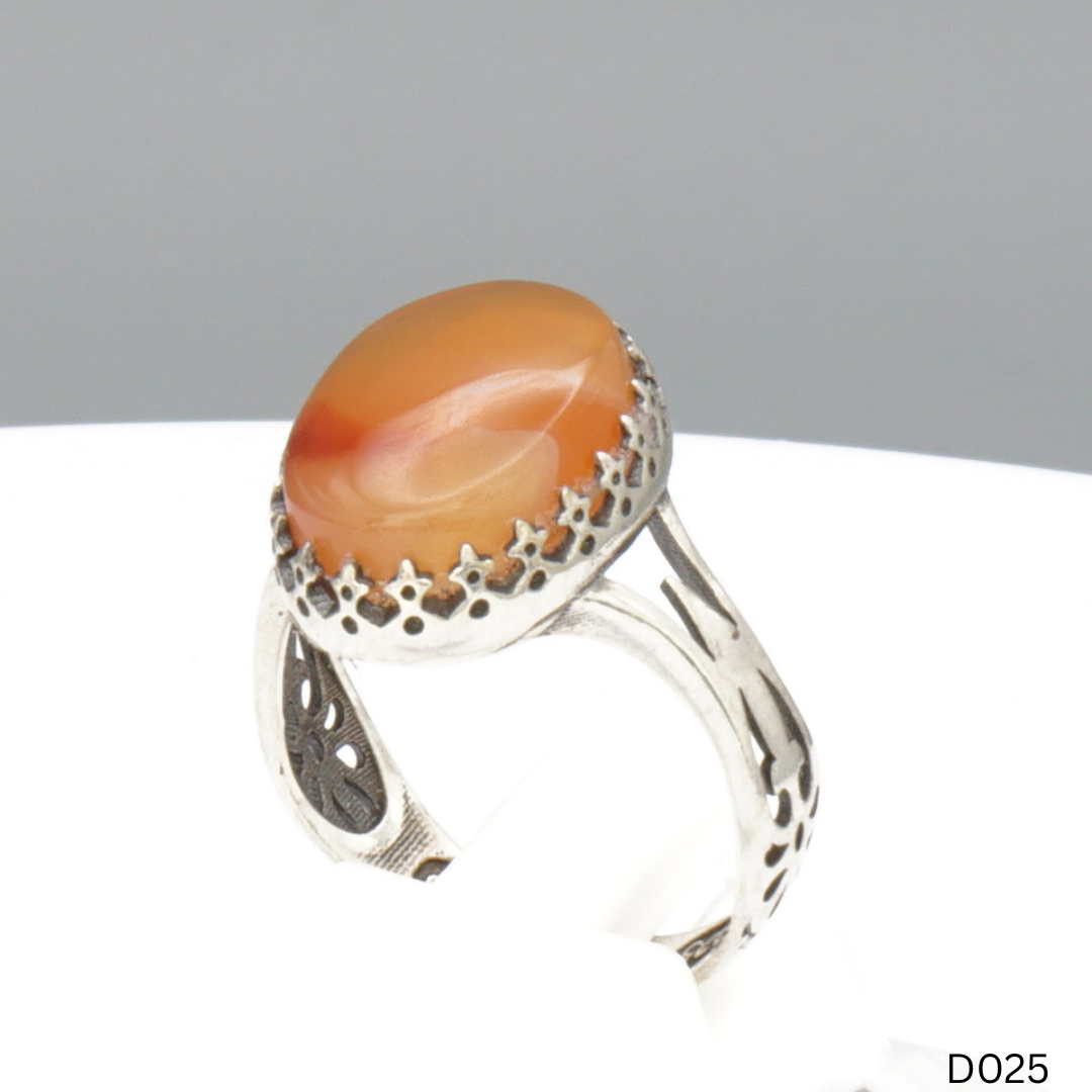 925 Silber Damen Ring mit Jemen Achat - Aqeeq Yamani
