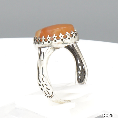 925 Silber Damen Ring mit Jemen Achat - Aqeeq Yamani