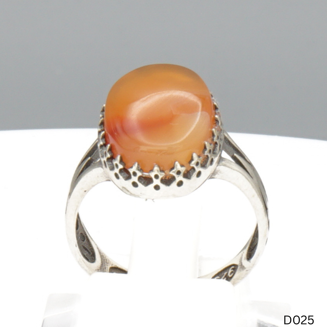 925 Silber Damen Ring mit Jemen Achat - Aqeeq Yamani
