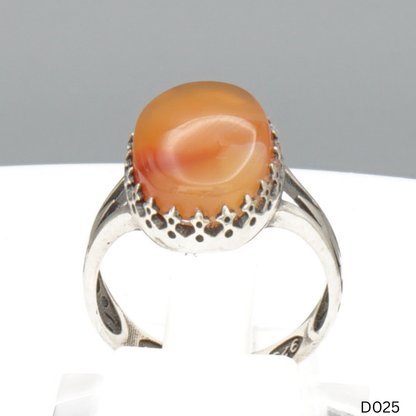 925 Silber Damen Ring mit Jemen Achat - Aqeeq Yamani