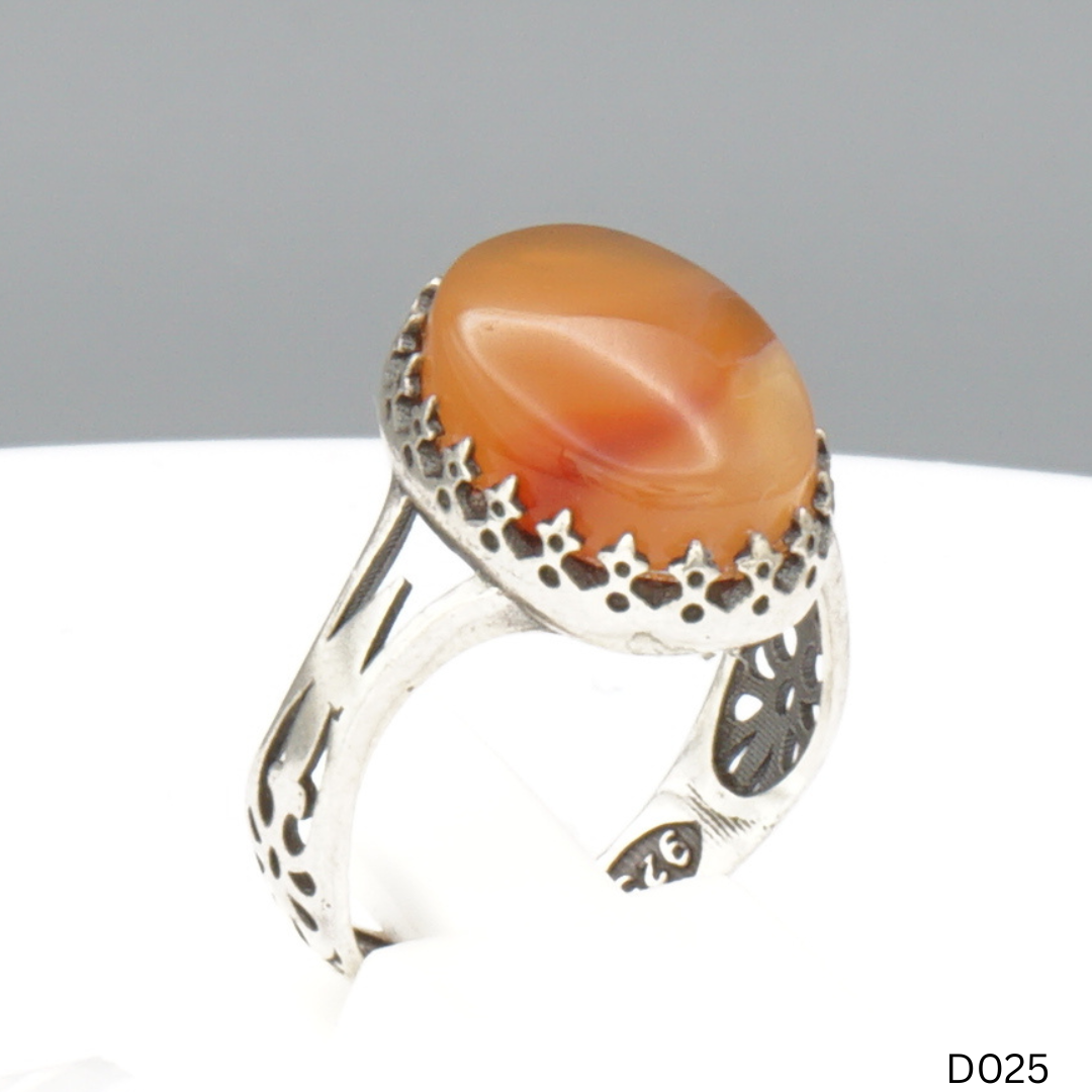925 Silber Damen Ring mit Jemen Achat - Aqeeq Yamani