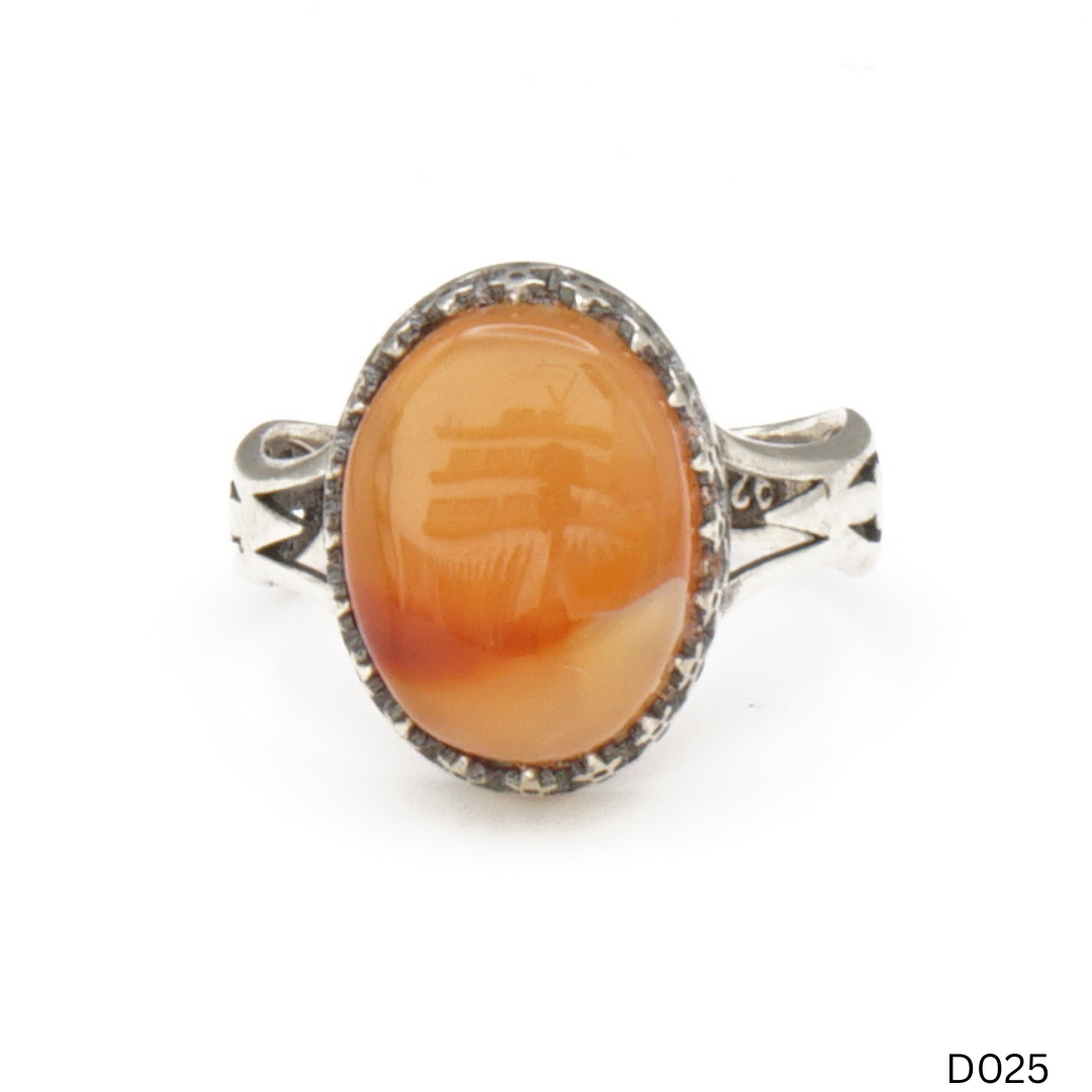 925 Silber Damen Ring mit Jemen Achat - Aqeeq Yamani