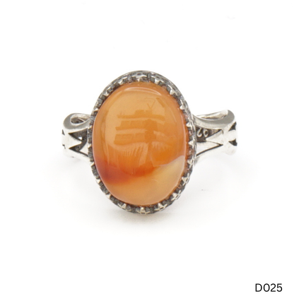 925 Silber Damen Ring mit Jemen Achat - Aqeeq Yamani