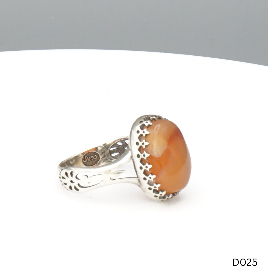 925 Silber Damen Ring mit Jemen Achat - Aqeeq Yamani