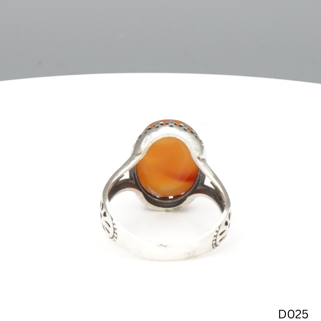 925 Silber Damen Ring mit Jemen Achat - Aqeeq Yamani