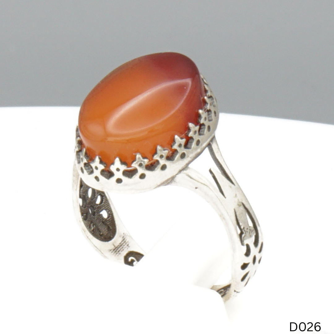 925 Silber Damen Ring mit Jemen Achat - Aqeeq Yamani