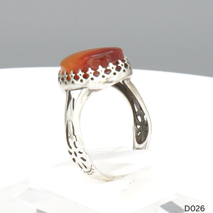 925 Silber Damen Ring mit Jemen Achat - Aqeeq Yamani