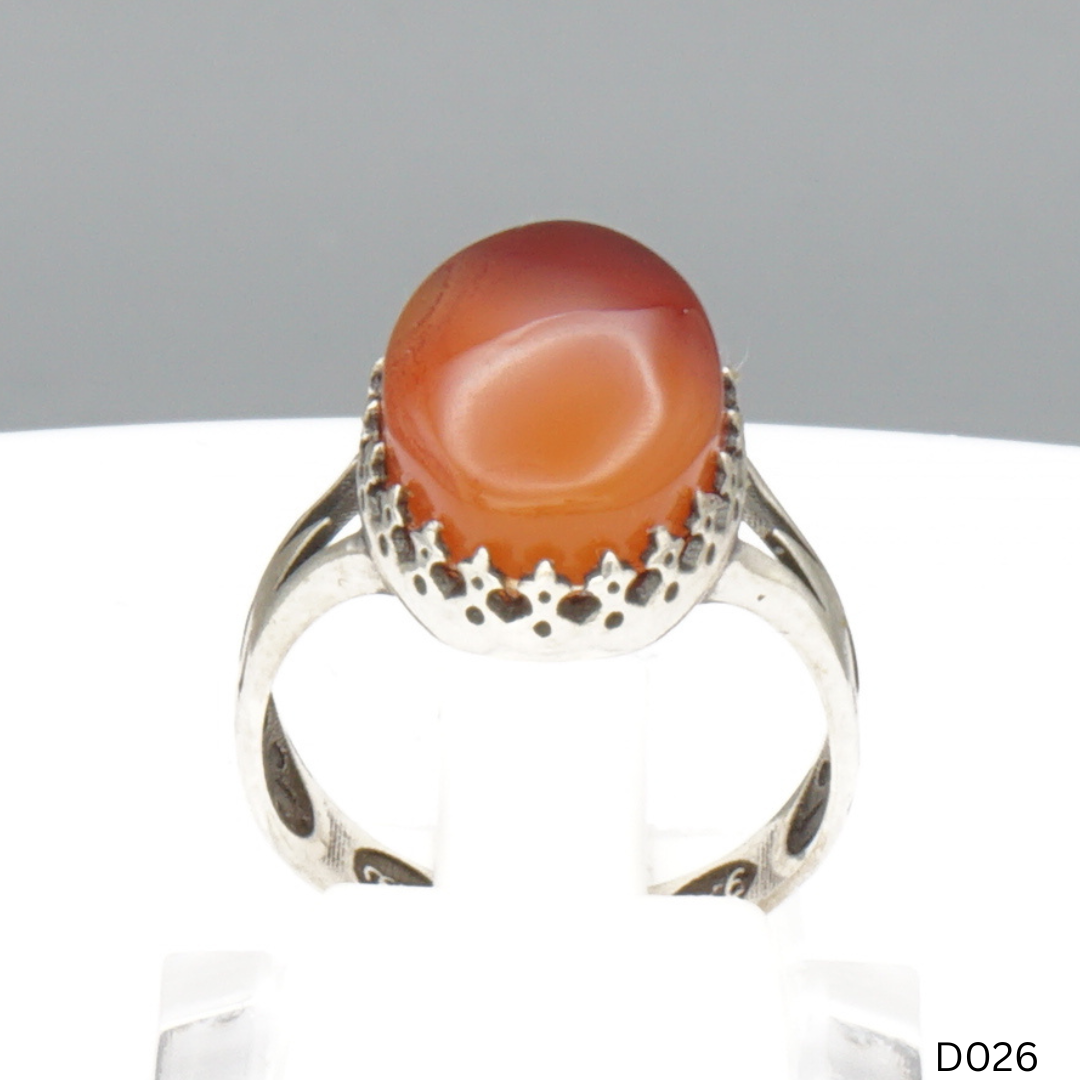 925 Silber Damen Ring mit Jemen Achat - Aqeeq Yamani