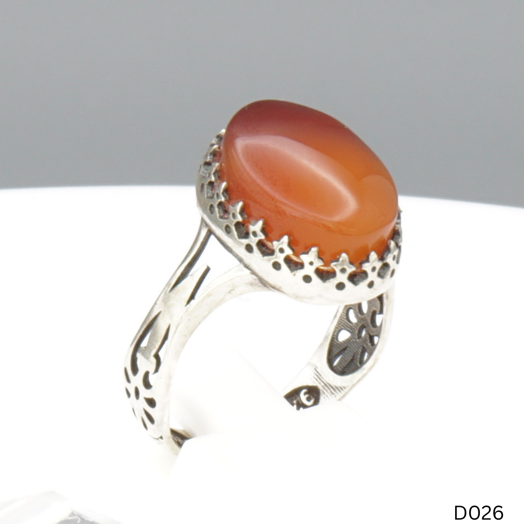 925 Silber Damen Ring mit Jemen Achat - Aqeeq Yamani