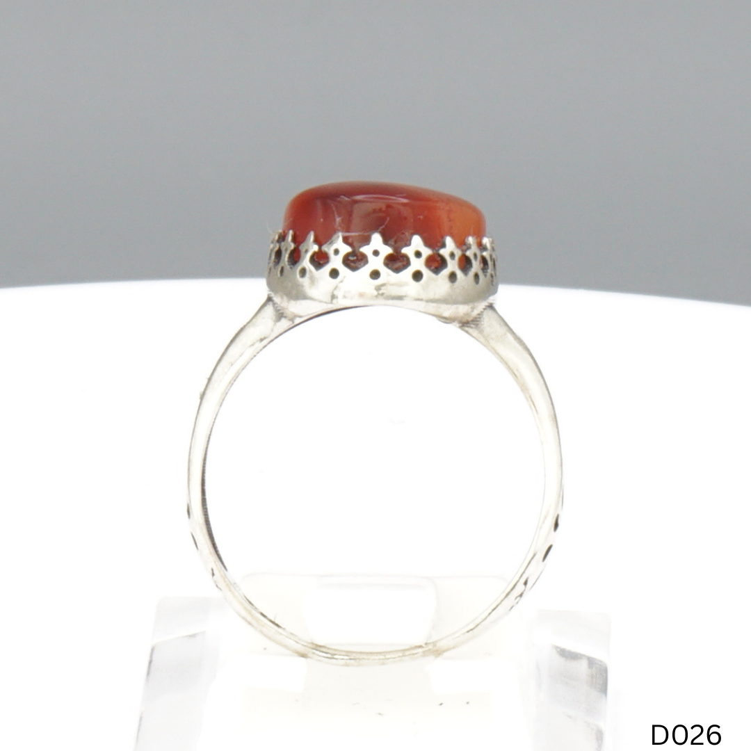 925 Silber Damen Ring mit Jemen Achat - Aqeeq Yamani