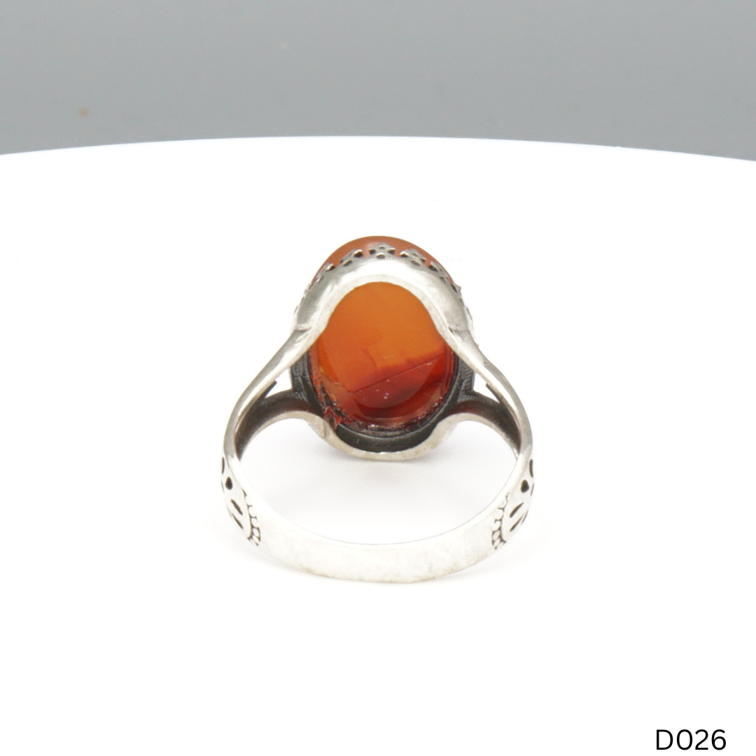 925 Silber Damen Ring mit Jemen Achat - Aqeeq Yamani