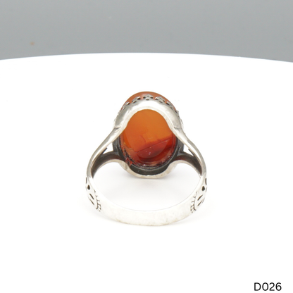 925 Silber Damen Ring mit Jemen Achat - Aqeeq Yamani