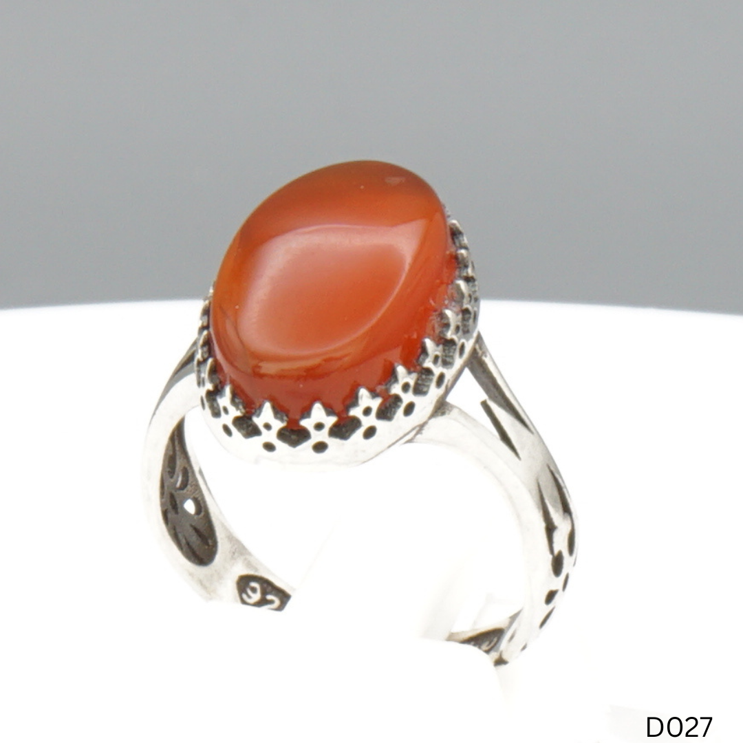 925 Silber Damen Ring mit Jemen Achat - Aqeeq Yamani