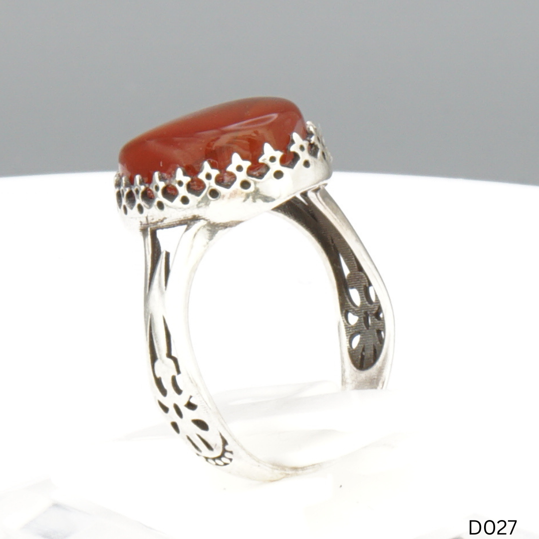 925 Silber Damen Ring mit Jemen Achat - Aqeeq Yamani
