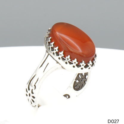 925 Silber Damen Ring mit Jemen Achat - Aqeeq Yamani