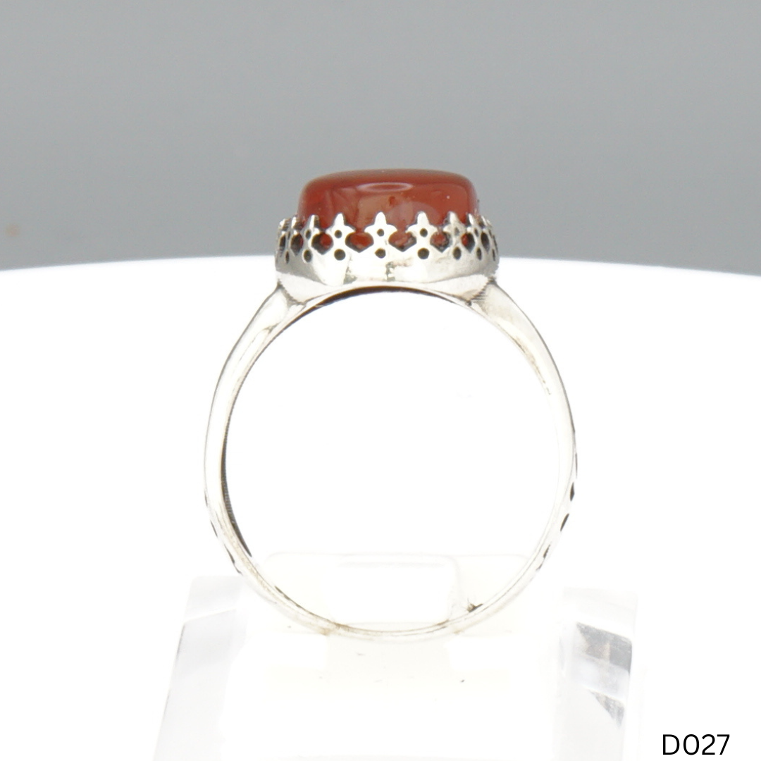 925 Silber Damen Ring mit Jemen Achat - Aqeeq Yamani